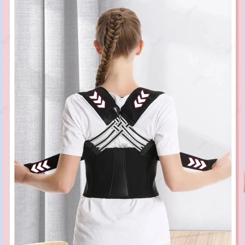 Back Brace & Posture Corrector - Adjustable Support for Upper & Lower Back