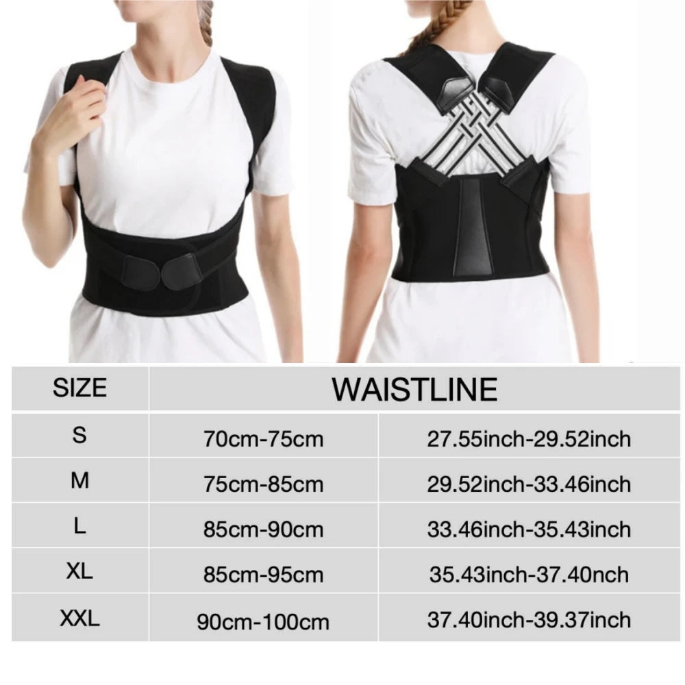 Back Brace & Posture Corrector - Adjustable Support for Upper & Lower Back