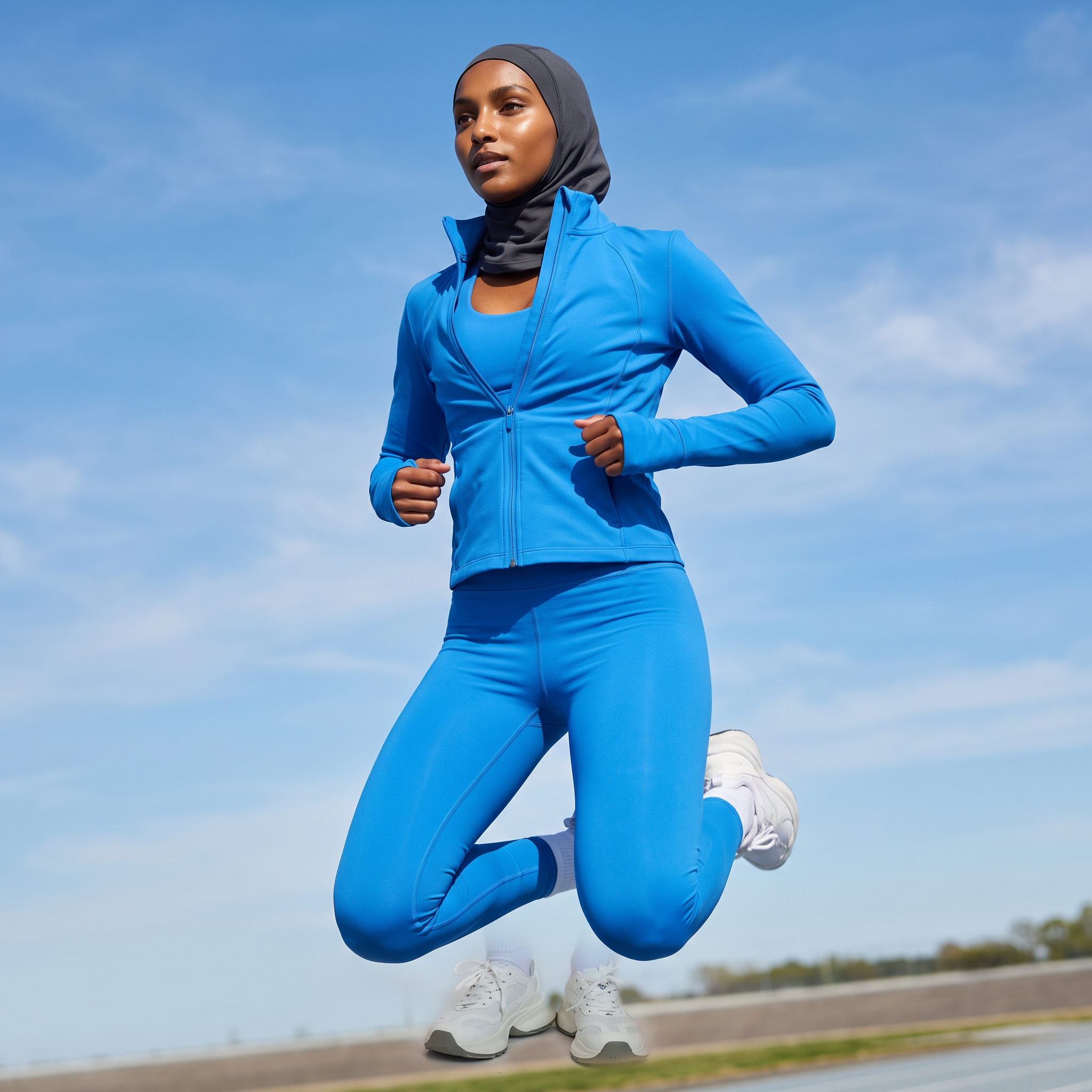 Amal - Modest Zip 3-Piece Set - Bright Blue - Jump Outdoor