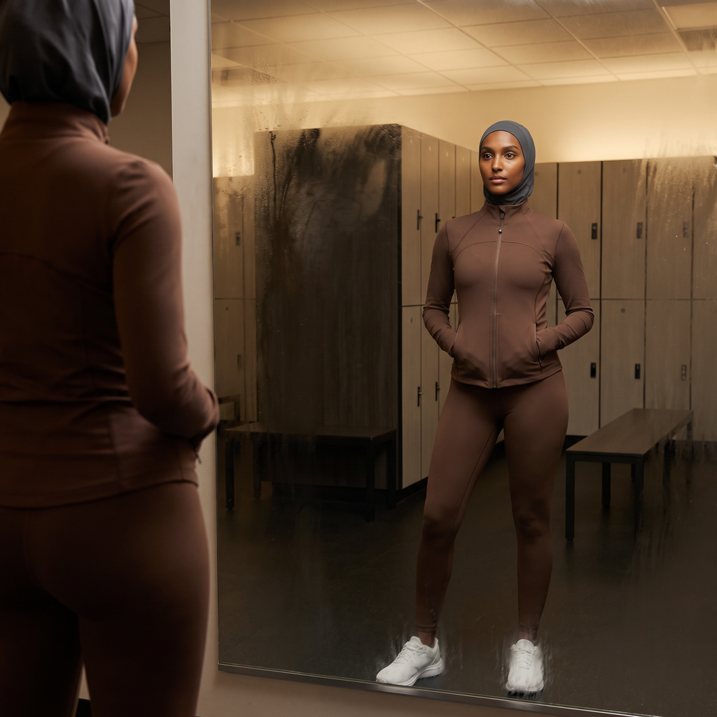 Amal - Modest Zip 3-Piece Set - Brown - Locker Room Mirror