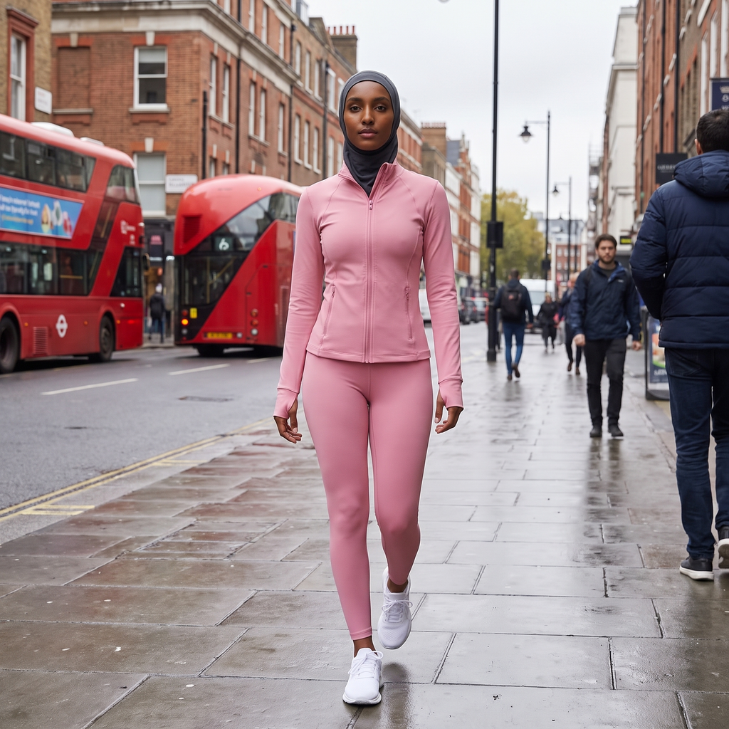 Amal - Modest Zip 3-Piece Set - Pink - Urban Walk London