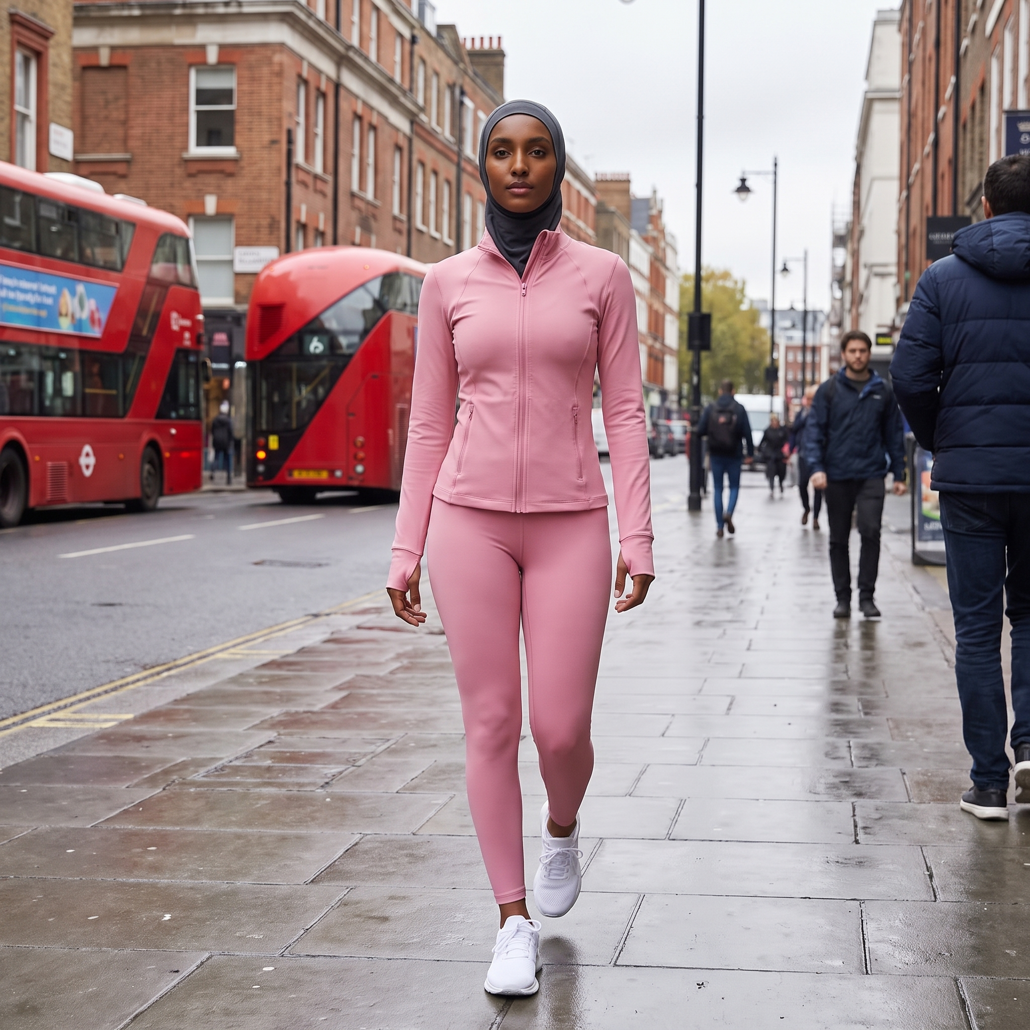 Amal - Modest Zip 3-Piece Set - Pink - Urban Walk London