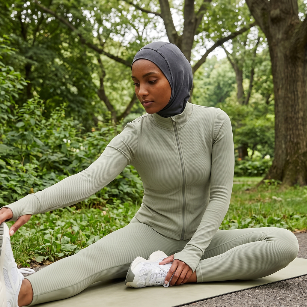 Amal - Modest Zip 3-Piece Set - Sage Green - Park Cool Down