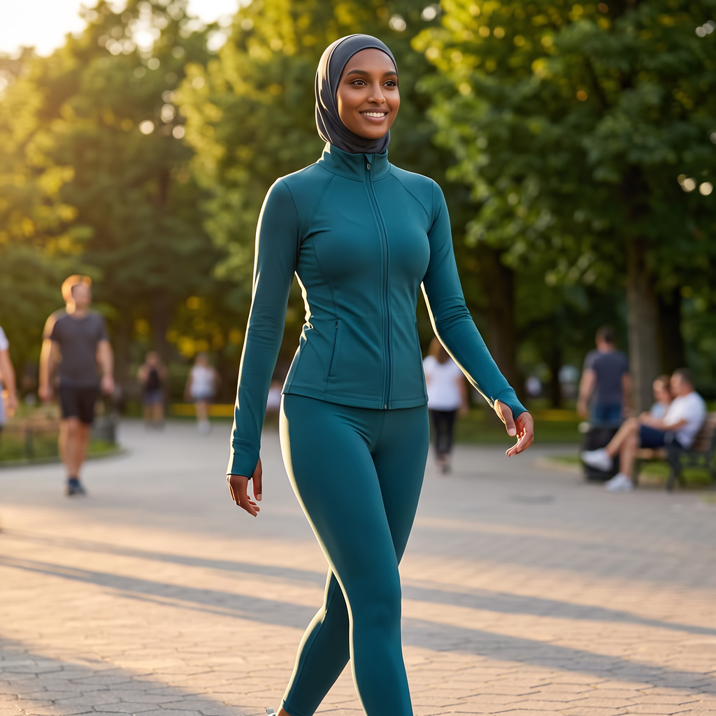 Amal - Modest Zip 3-Piece Set - Teal - Sunset Park Run