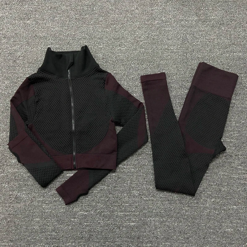 VYRENA Seamless Yoga Suit — Women's Long Sleeve Gym Set