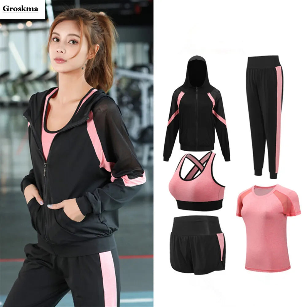 VYRENA 5-Piece Gym Set | Jacket, T-Shirt, Bra, Shorts & Leggings