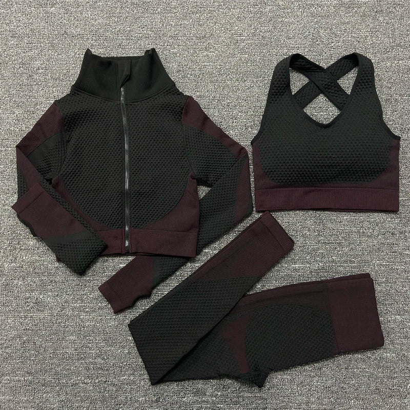 VYRENA Seamless Yoga Suit — Women's Long Sleeve Gym Set