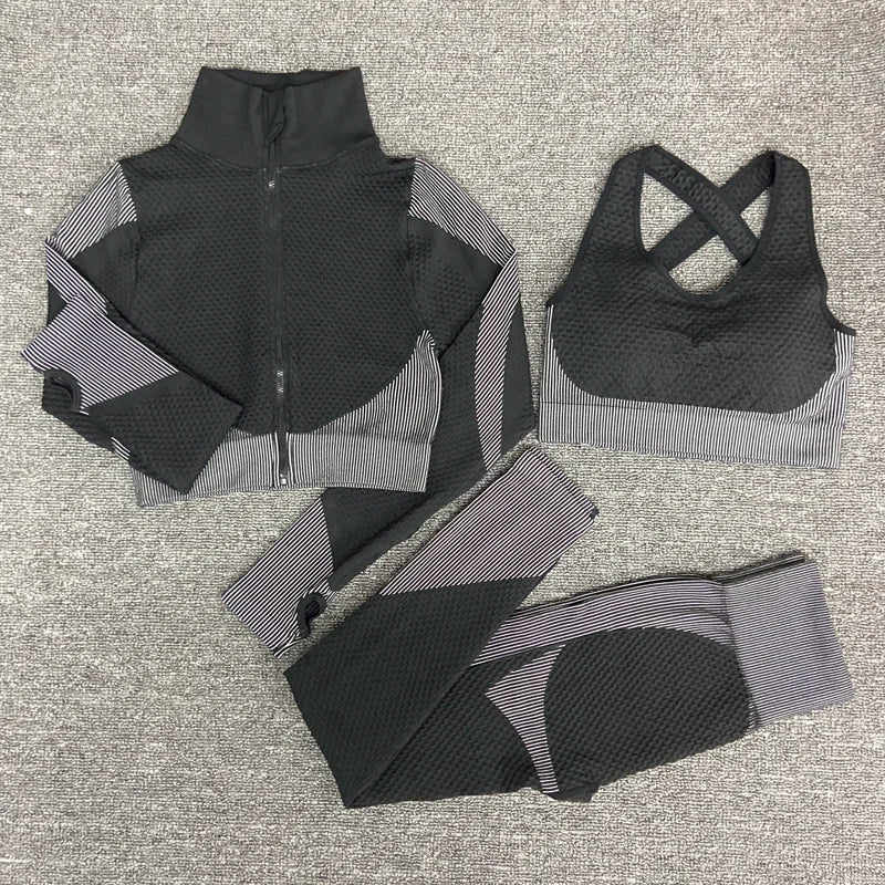 VYRENA Seamless Yoga Suit — Women's Long Sleeve Gym Set