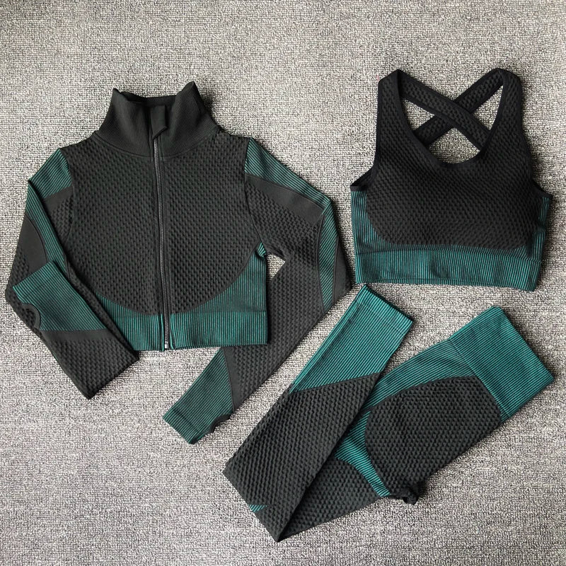 VYRENA Seamless Yoga Suit — Women's Long Sleeve Gym Set