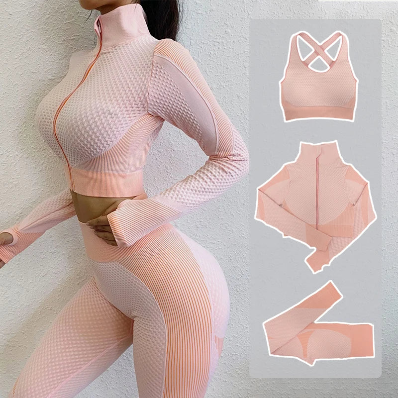VYRENA Seamless Yoga Suit — Women's Long Sleeve Gym Set