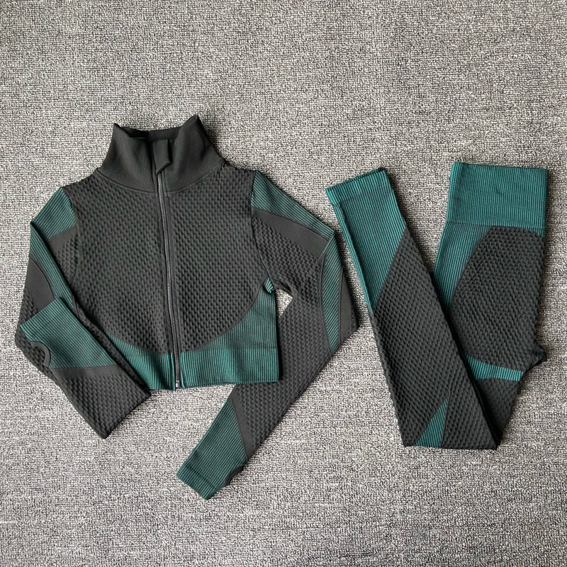 VYRENA Seamless Yoga Suit — Women's Long Sleeve Gym Set