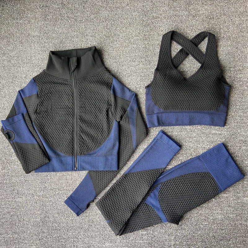 VYRENA Seamless Yoga Suit — Women's Long Sleeve Gym Set