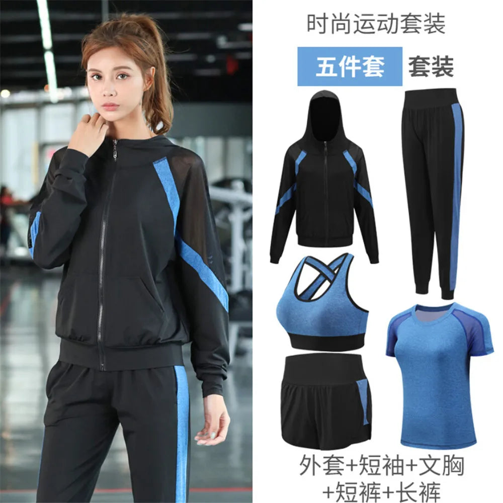 VYRENA 5-Piece Gym Set | Jacket, T-Shirt, Bra, Shorts & Leggings