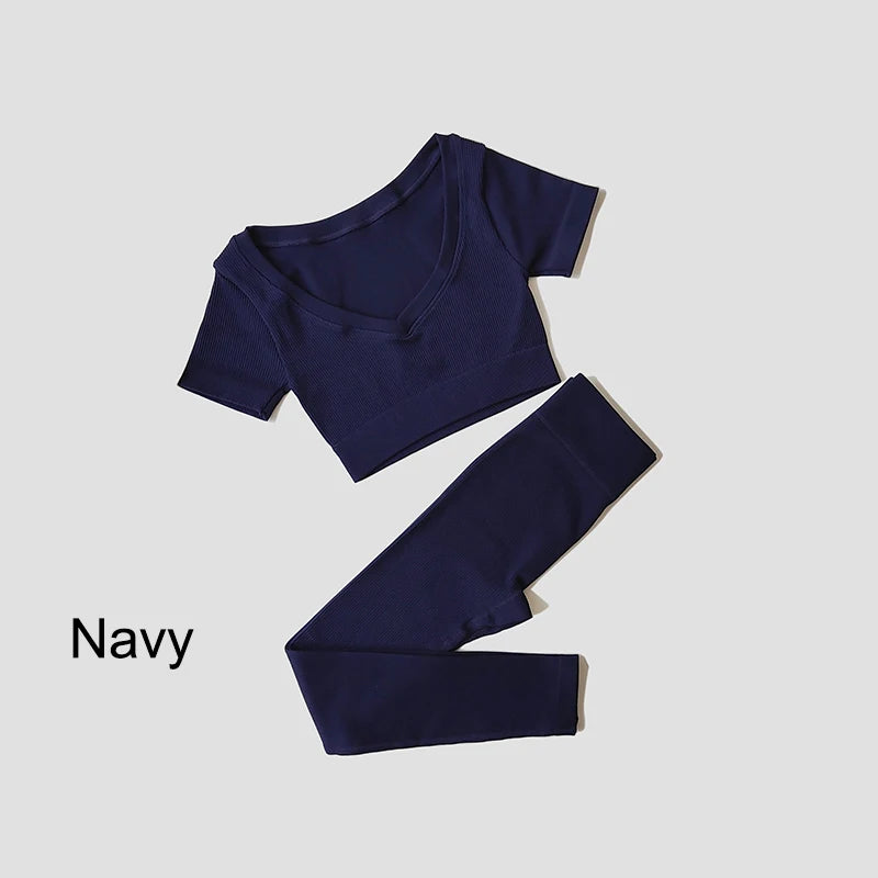 VYRENA Seamless Set — Sports Bra, Crop Top & Leggings