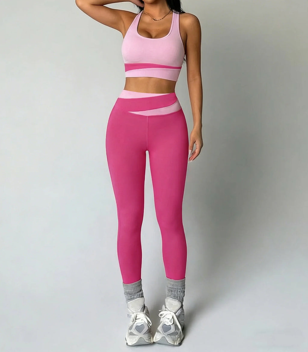 VYRENA Breathable Yoga Set — Women's Sports Bra & High-Waist Leggings