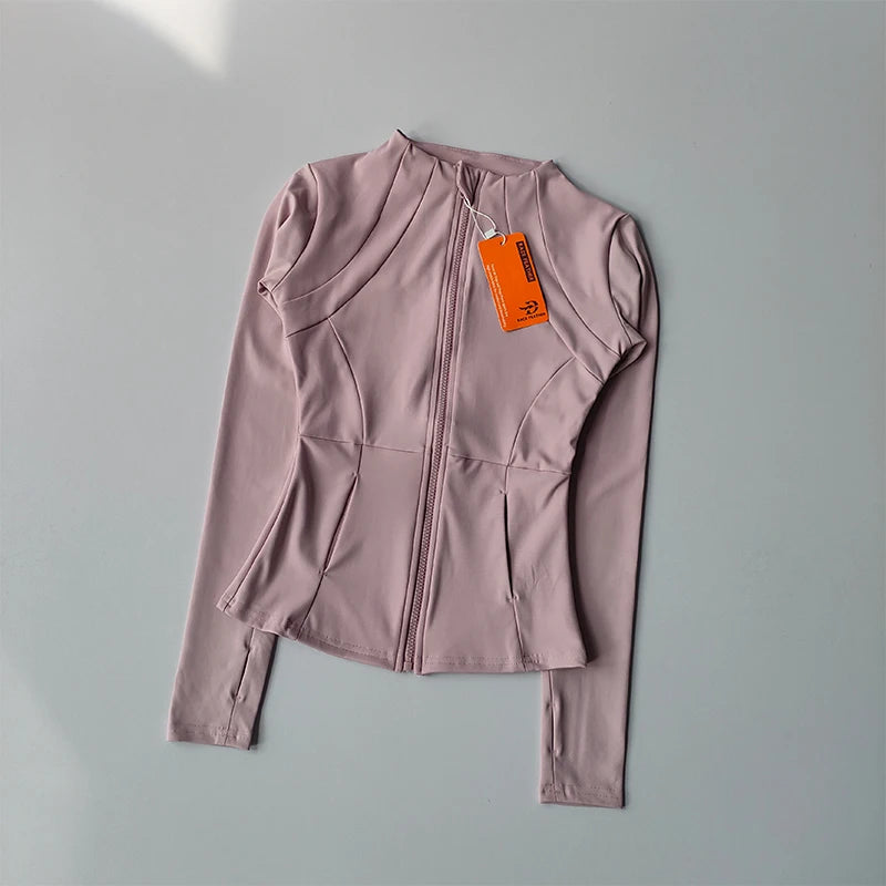 VYRENA Slim Zip Gym Jacket | Women's Long Sleeve Workout Cardigan