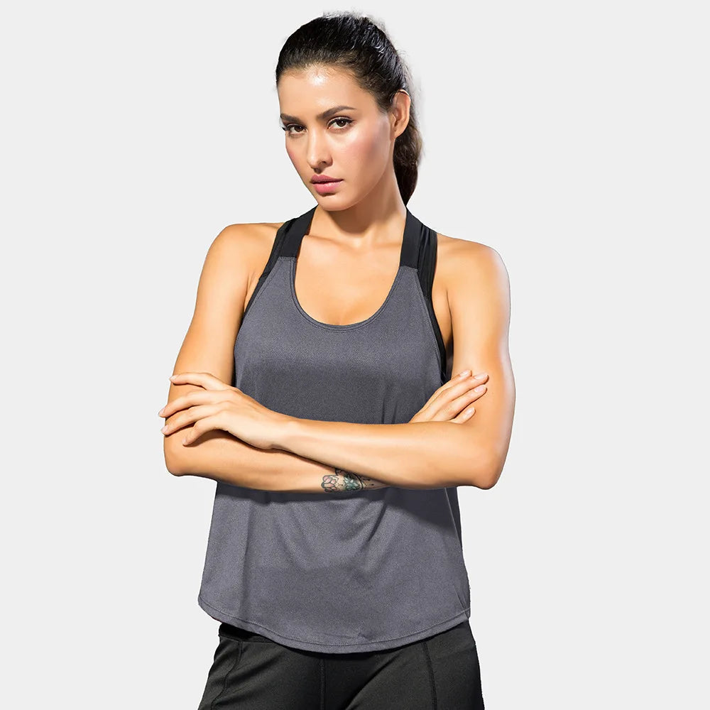 VYRENA Letter Gym Vest — Women's Sleeveless Backless Yoga Top