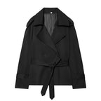 VYRENA Belted Trench Coat | Women's Lapel Button Short Jacket