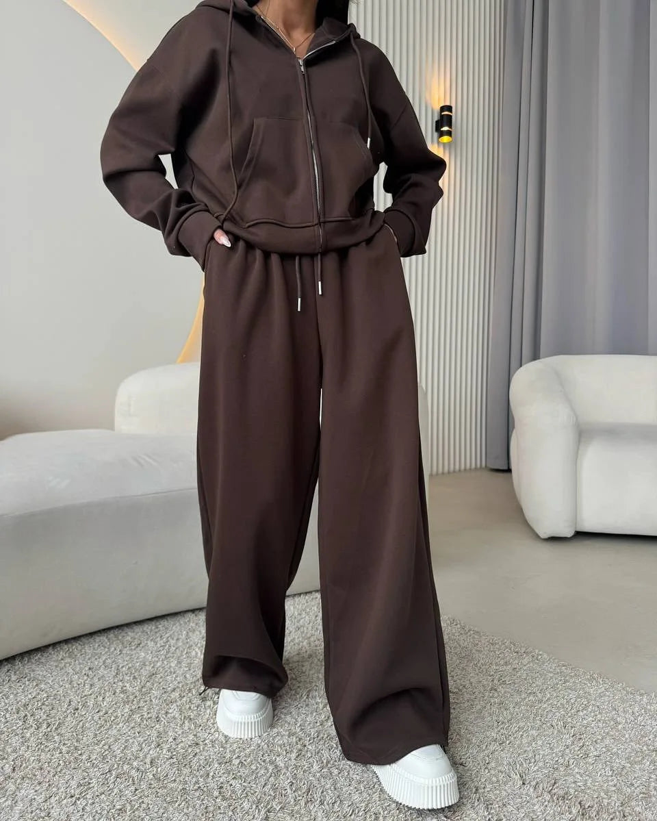VYRENA Hooded Cardigan Set — Women's 2-Piece Zip Lounge Set