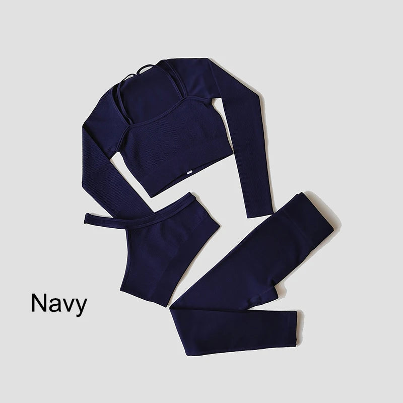 VYRENA Seamless Set — Sports Bra, Crop Top & Leggings