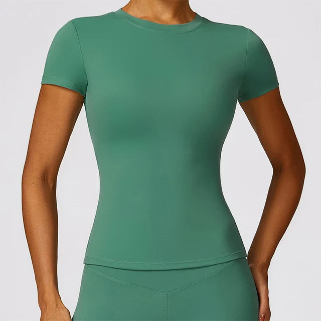 VYRENA Sports T-Shirt — Women's Short Sleeve Stretchy Gym Tee