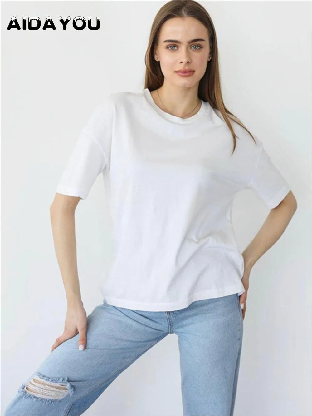 VYRENA Oversized Cotton Tee — Women's Heavyweight Vintage T-Shirt
