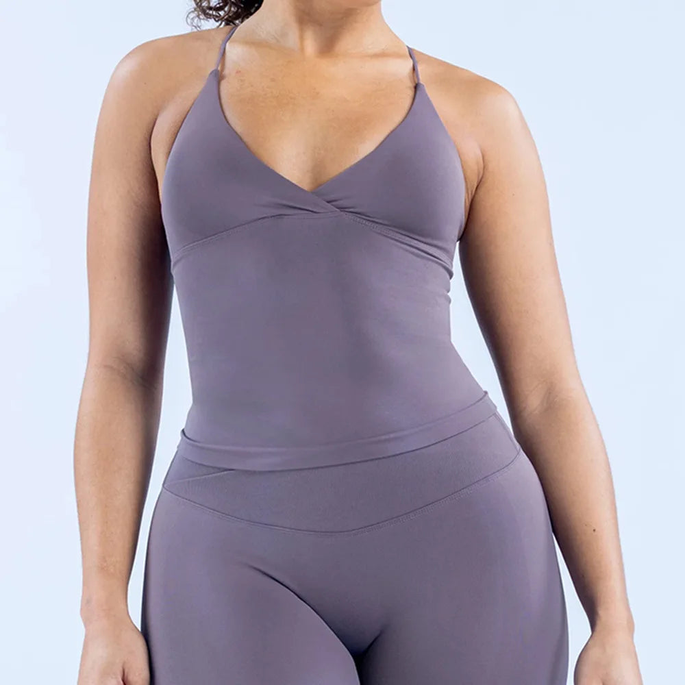 Women's Cross-Back Sports Vest - Padded Seamless Gym Camisole