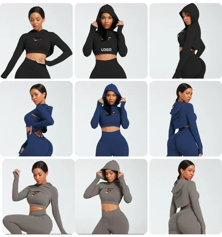 VYRENA Studio Hoodie Set — 3-Piece Women's Gym Tracksuit