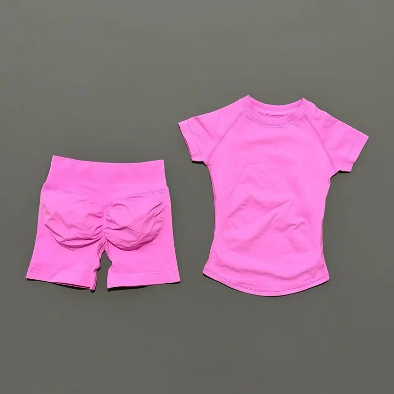 VYRENA Active Set — Short Sleeve Sports Bra & Shorts