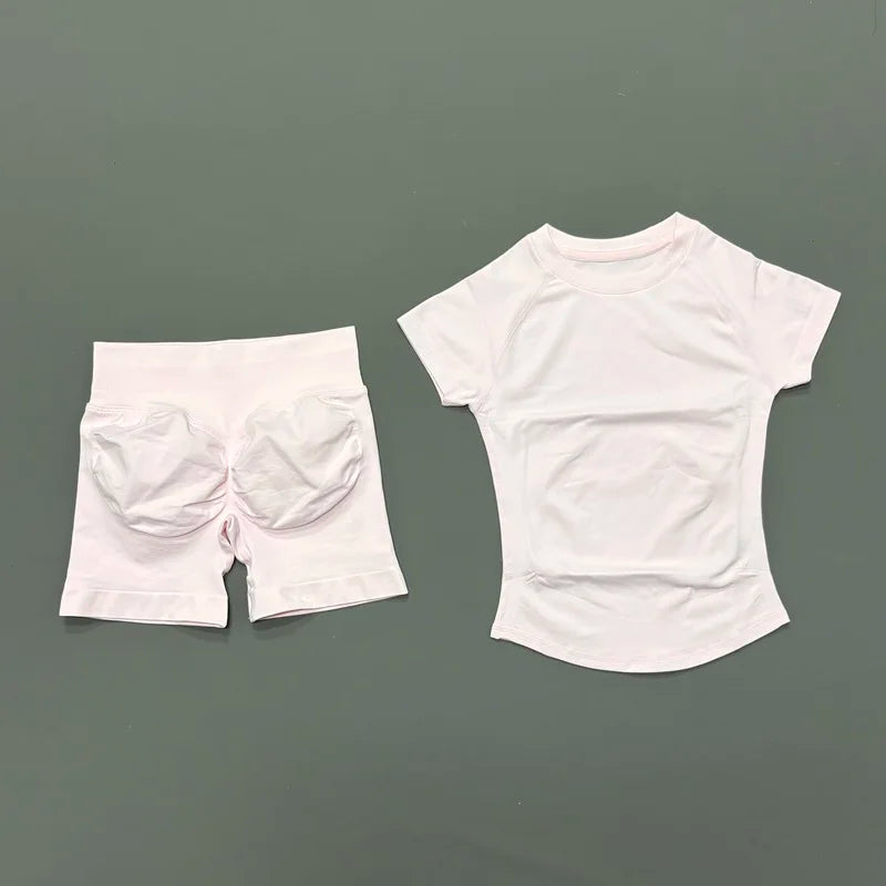 VYRENA Active Set — Short Sleeve Sports Bra & Shorts