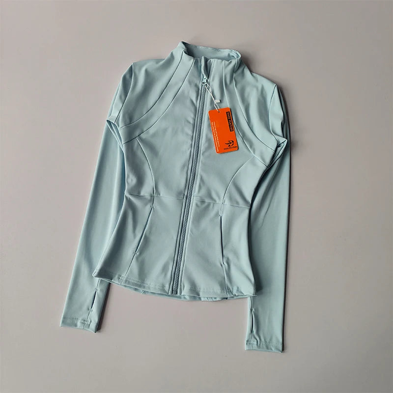 VYRENA Slim Zip Gym Jacket | Women's Long Sleeve Workout Cardigan