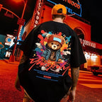 VYRENA Men's Oversized Tee — Bear Print Casual Gym T-Shirt