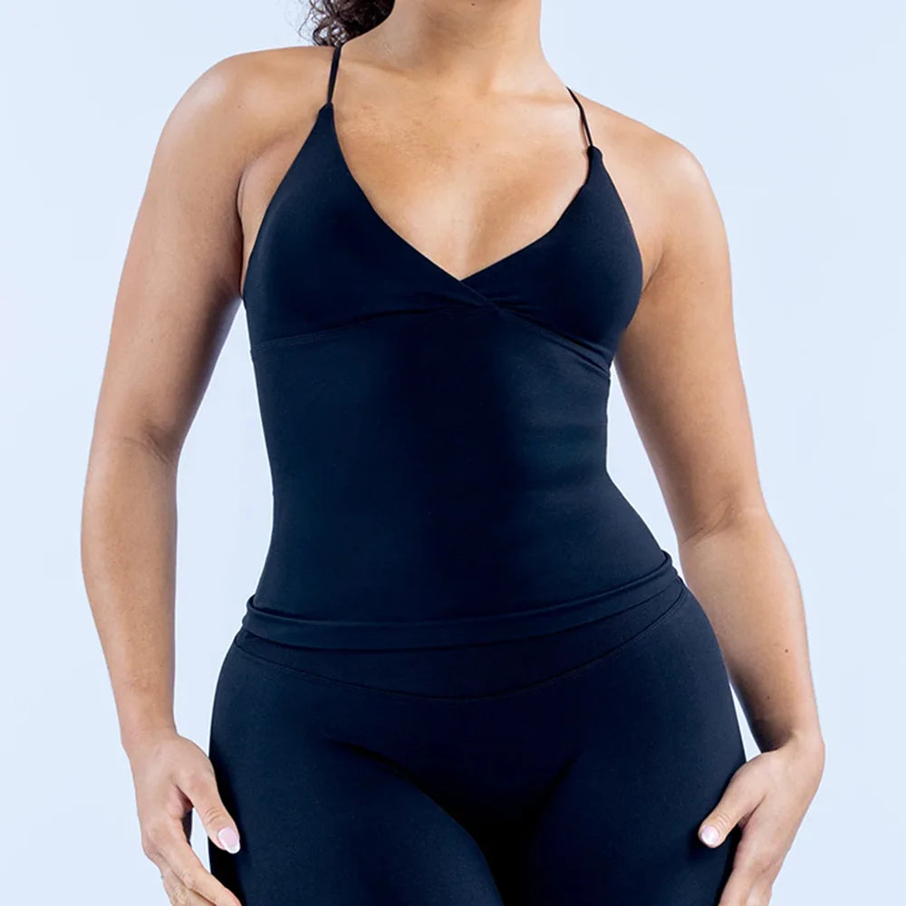 Women's Cross-Back Sports Vest - Padded Seamless Gym Camisole