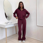 VYRENA Hooded Cardigan Set — Women's 2-Piece Zip Lounge Set