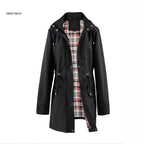 VYRENA Plaid Lined Trench Coat | Women's Water Repellent Long Jacket