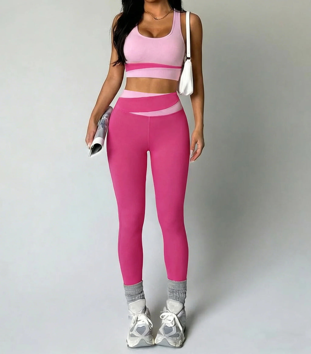 VYRENA Breathable Yoga Set — Women's Sports Bra & High-Waist Leggings