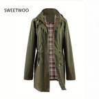 VYRENA Plaid Lined Trench Coat | Women's Water Repellent Long Jacket