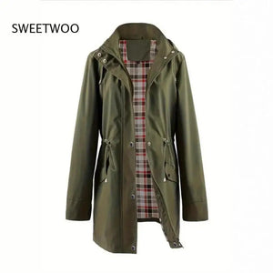 Vyrena Plaid Lined Trench Coat Water Repellent