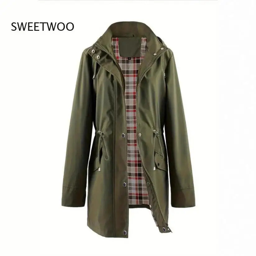 VYRENA Plaid Lined Trench Coat | Women's Water Repellent Long Jacket