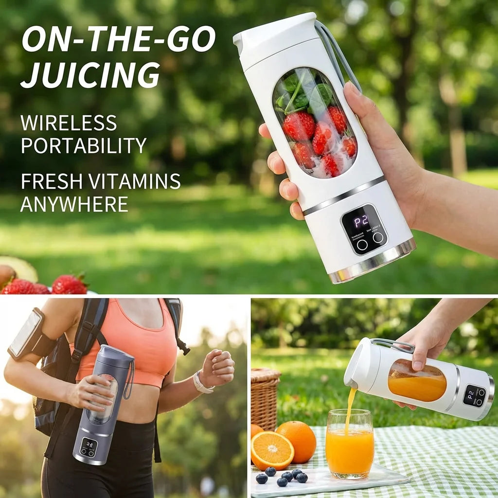 Portable Electric Juicer Bottle - 450ml USB Rechargeable Blender Cup