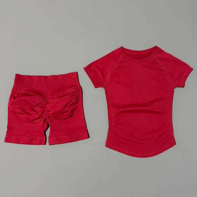 VYRENA Active Set — Short Sleeve Sports Bra & Shorts