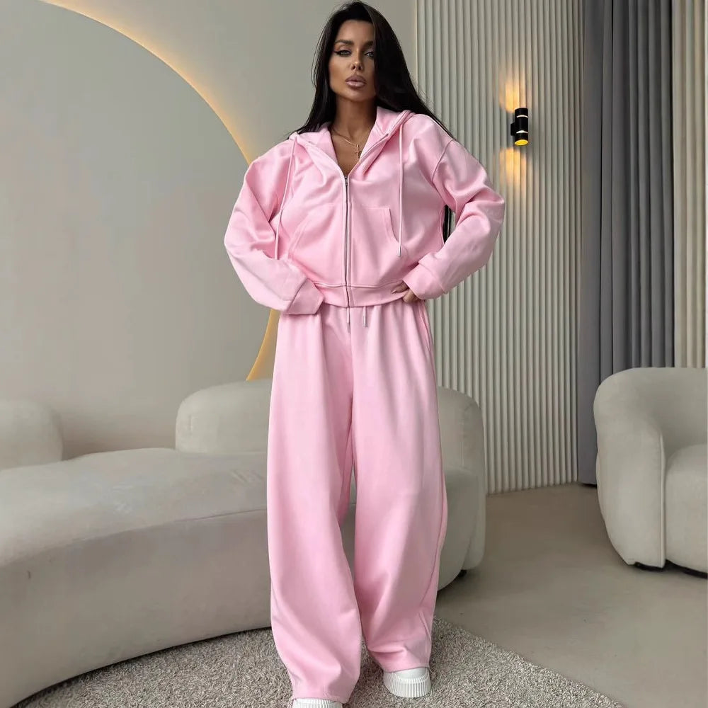 VYRENA Hooded Cardigan Set — Women's 2-Piece Zip Lounge Set