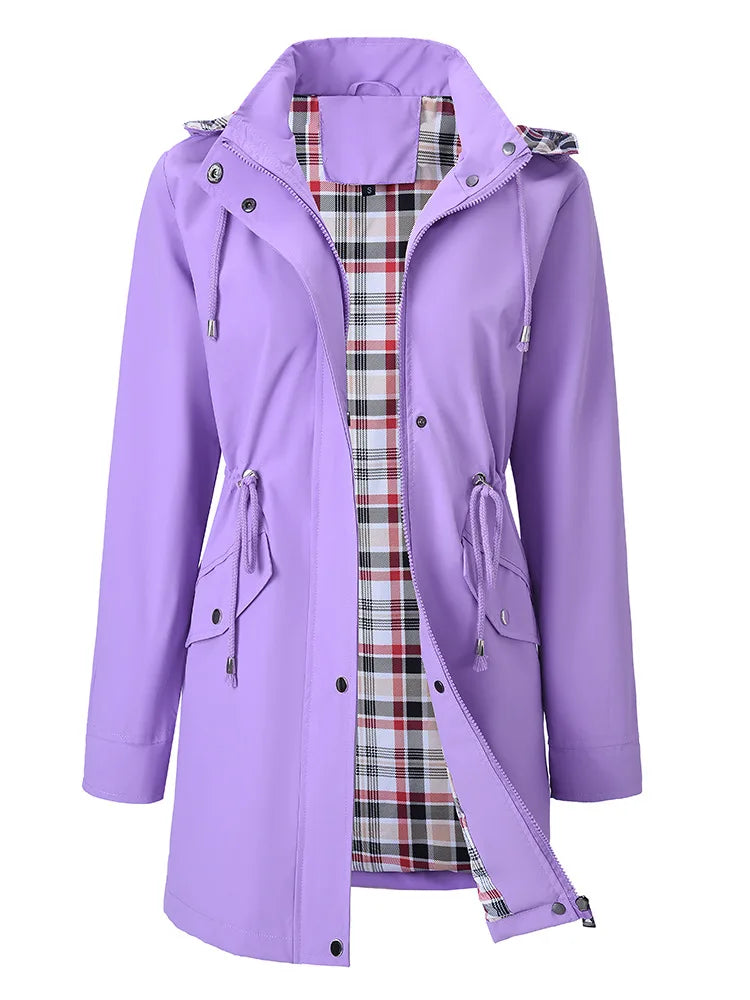 VYRENA Plaid Lined Trench Coat | Women's Water Repellent Long Jacket