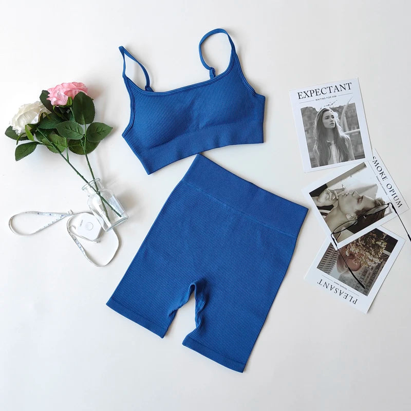 VYRENA Studio Set — Seamless Sports Bra, Crop Top & Leggings