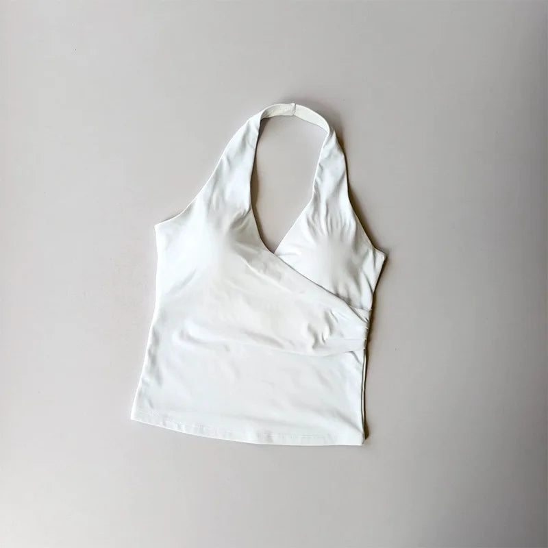Women's V-Neck Sports Bra - Halter Neck Yoga & Gym Top