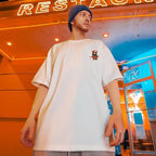 VYRENA Men's Oversized Tee — Bear Print Casual Gym T-Shirt