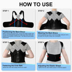 Back Brace & Posture Corrector - Adjustable Support for Upper & Lower Back