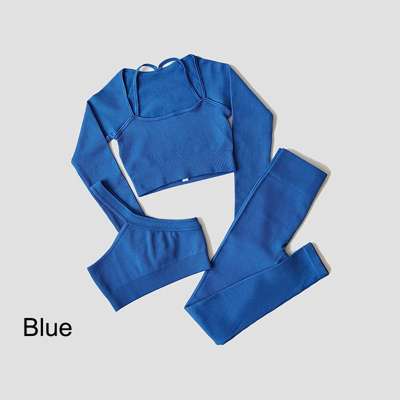 VYRENA Seamless Set — Sports Bra, Crop Top & Leggings