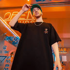 VYRENA Men's Oversized Tee — Bear Print Casual Gym T-Shirt