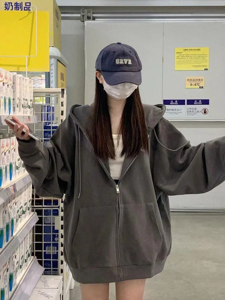 VYRENA Oversized Zip-Up Hoodie | Women's Long Sleeve Hooded Sweatshirt